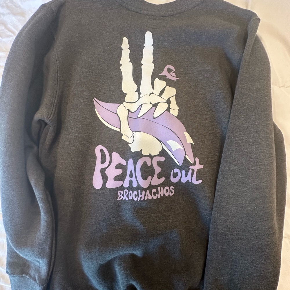 Quiksilver charcoal Sweater with Purple Graphic